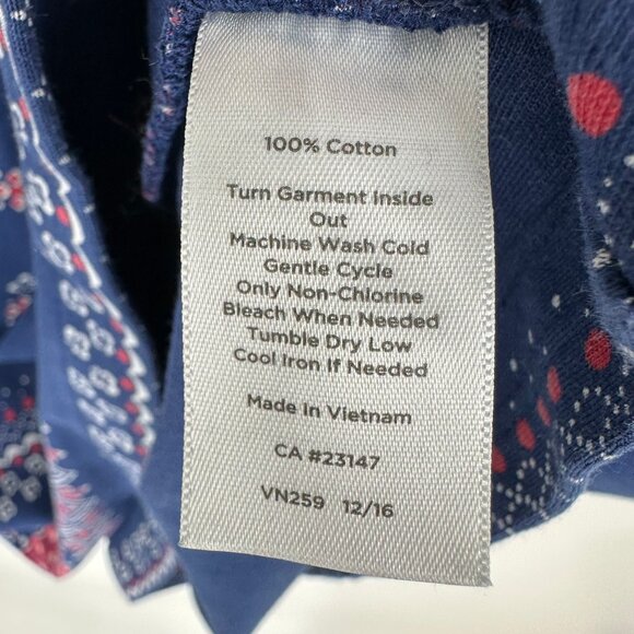 Talbots Sheath Dress XSP Foulard Print Sleeveless Cotton Navy Blue Red Casual - Picture 11 of 11